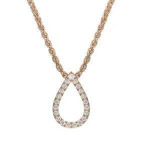 18ct Rose Gold Diamond Pave Set Pear Necklace