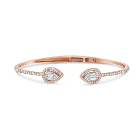 18k Rose Gold 0.93ctw Diamond Double Pear Bangle