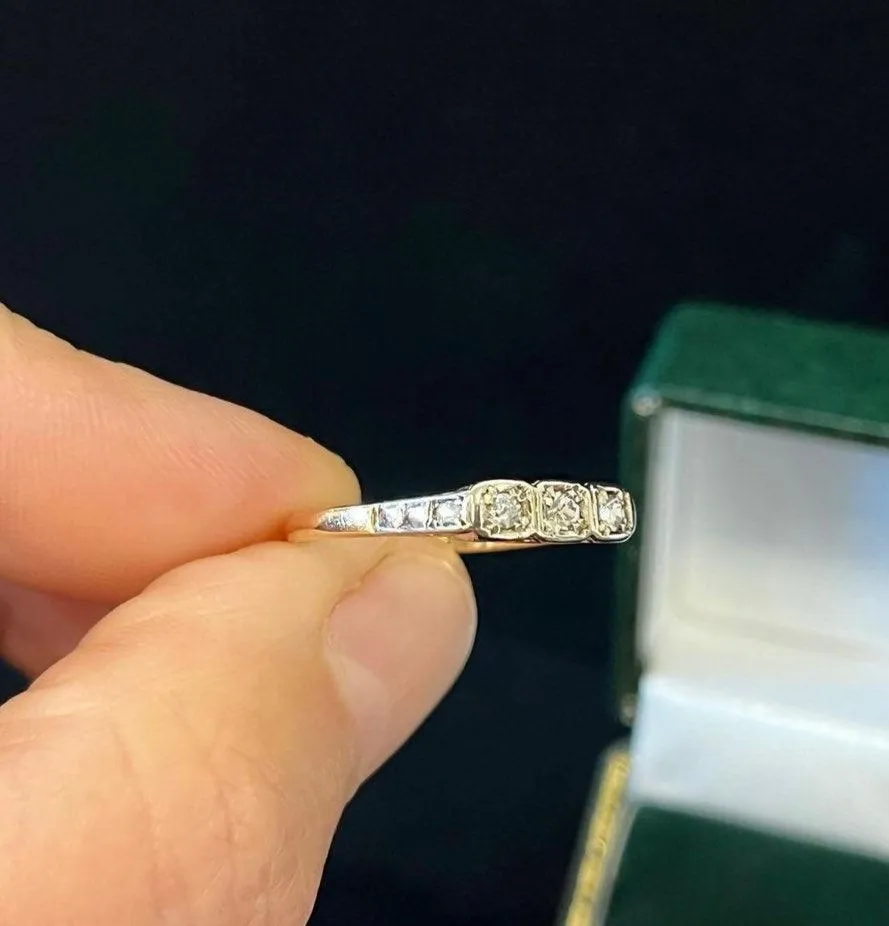 1920s Early Single Cut Diamond Trilogy Ring