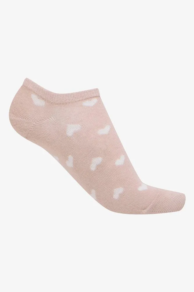 5 Pack Heart Low Cut Socks Light Pink