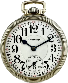 Antique 16S Hamilton 19Jewel Mechanical Railroad PocketWatch 996 w White GF Case