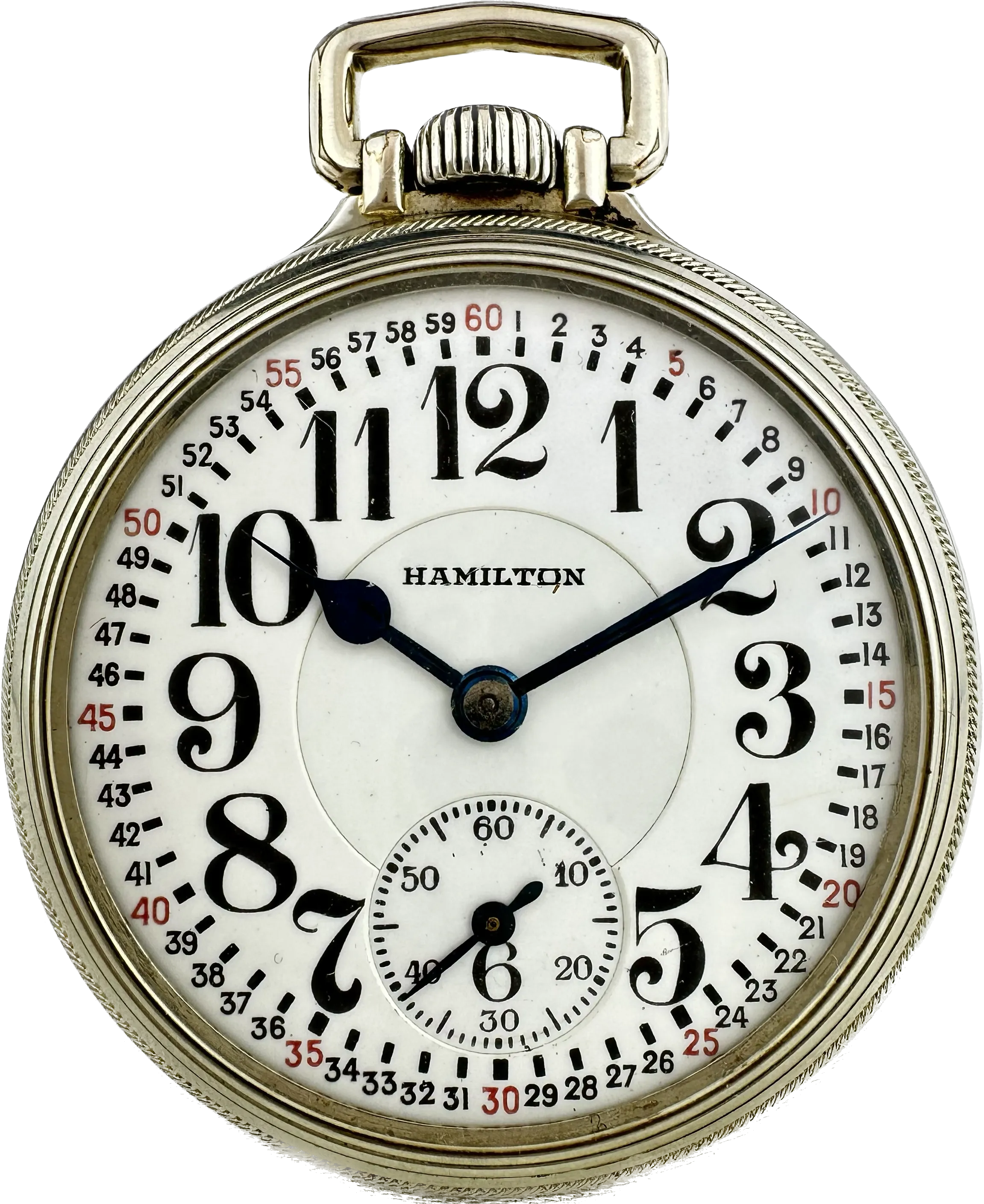 Antique 16S Hamilton 19Jewel Mechanical Railroad PocketWatch 996 w White GF Case