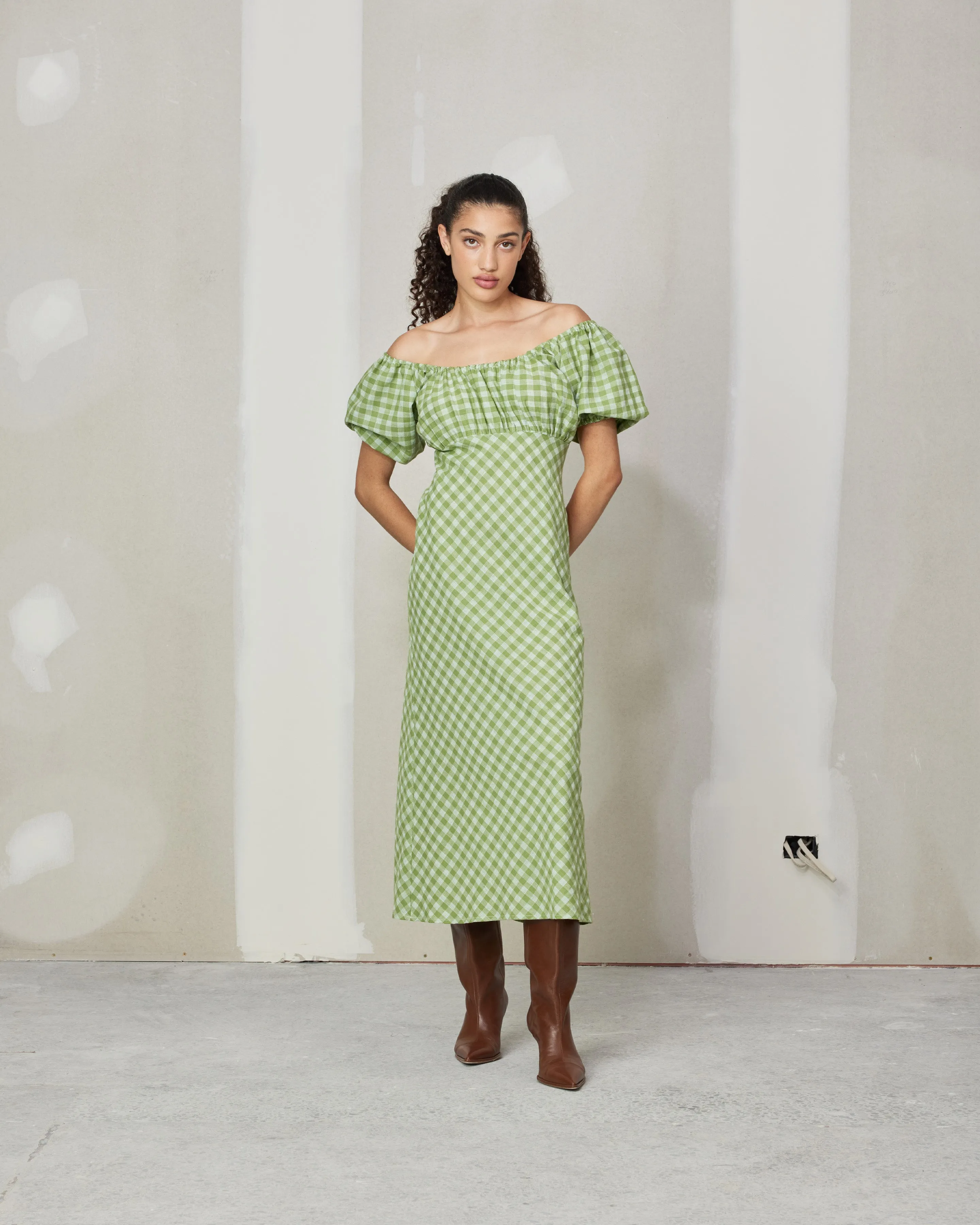 APPLE MIDI DRESS APPLE GINGHAM