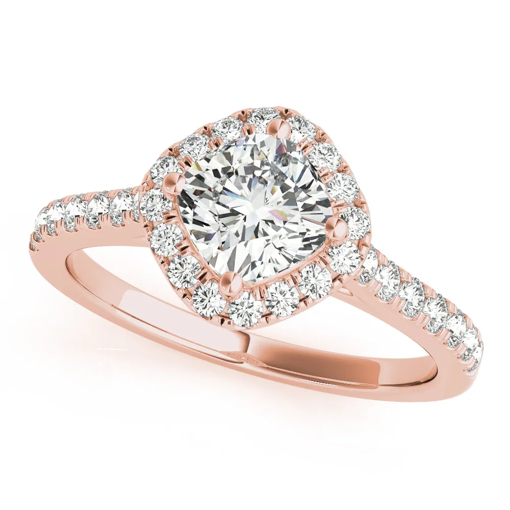 Asymmetrical Cushion Cut Diamond Halo Engagement Mounting