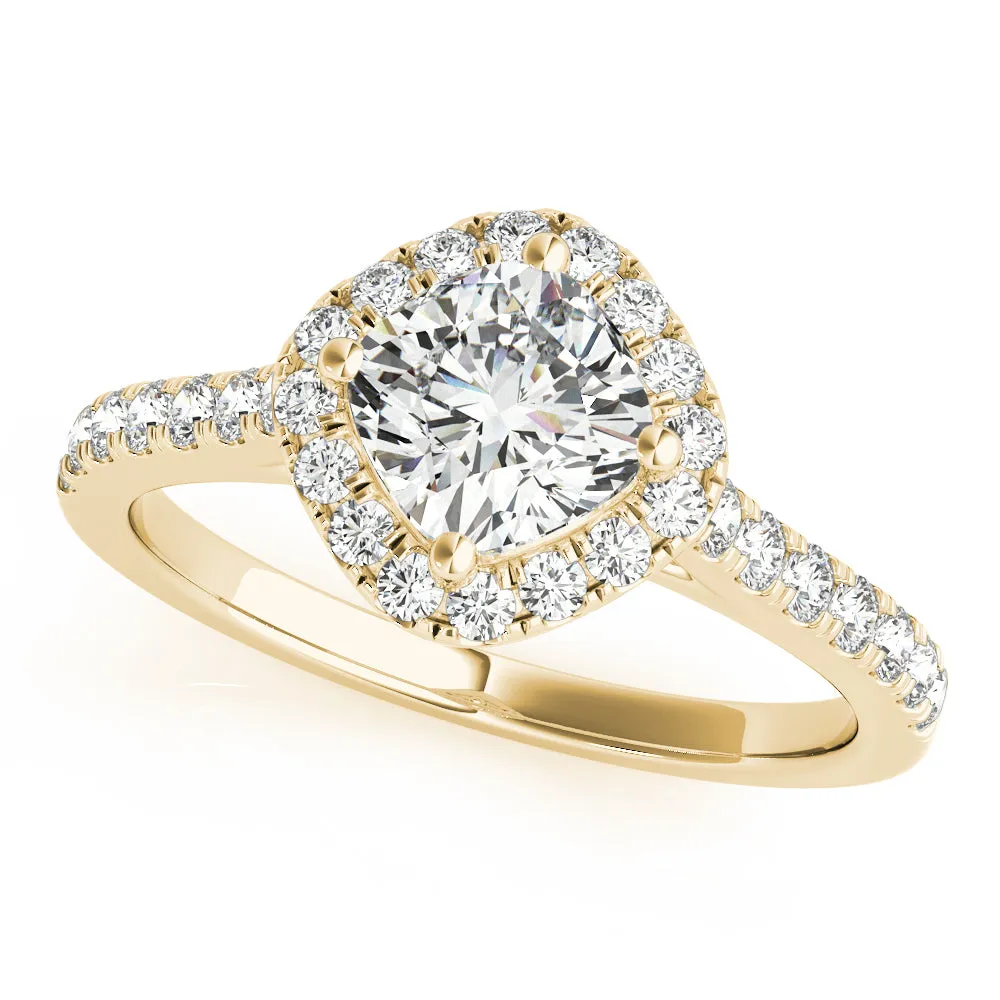 Asymmetrical Cushion Cut Diamond Halo Engagement Mounting