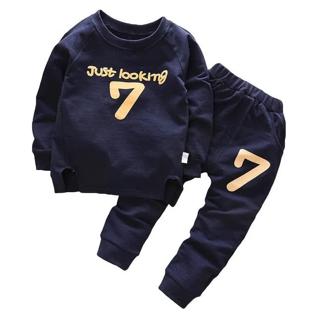 Autumn Winter Boys Clothes T-shirt Pant 2pcs Outfit Kids Clothes Boy Sport Suit Children Clothing