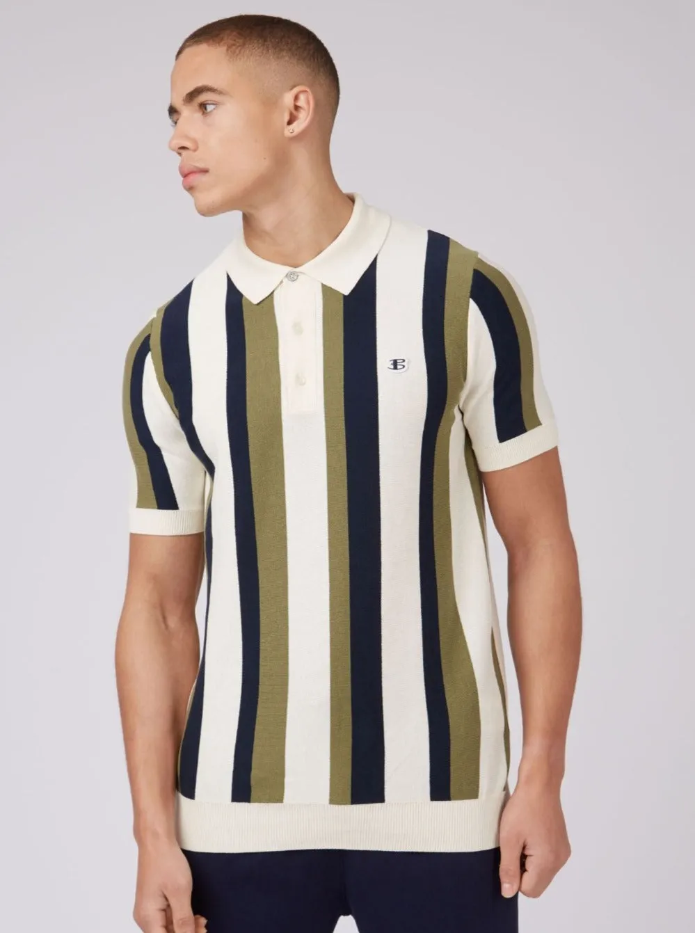 B by Ben Sherman Vertical Stripe Knit Polo