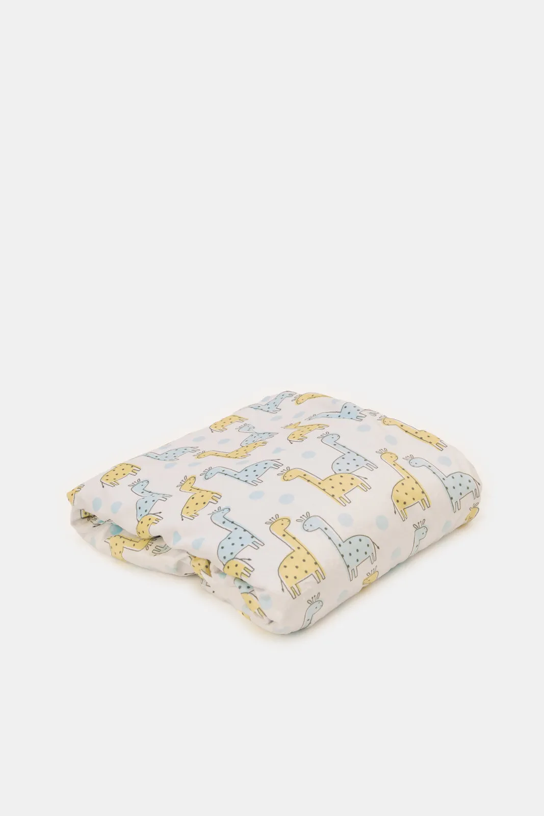 Baby Blue Giraffe Print Fleece Sherpa Blanket