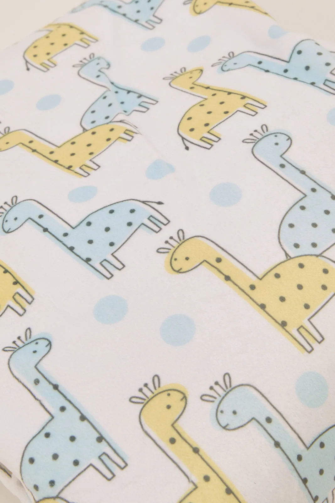 Baby Blue Giraffe Print Fleece Sherpa Blanket