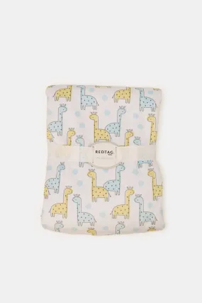 Baby Blue Giraffe Print Fleece Sherpa Blanket