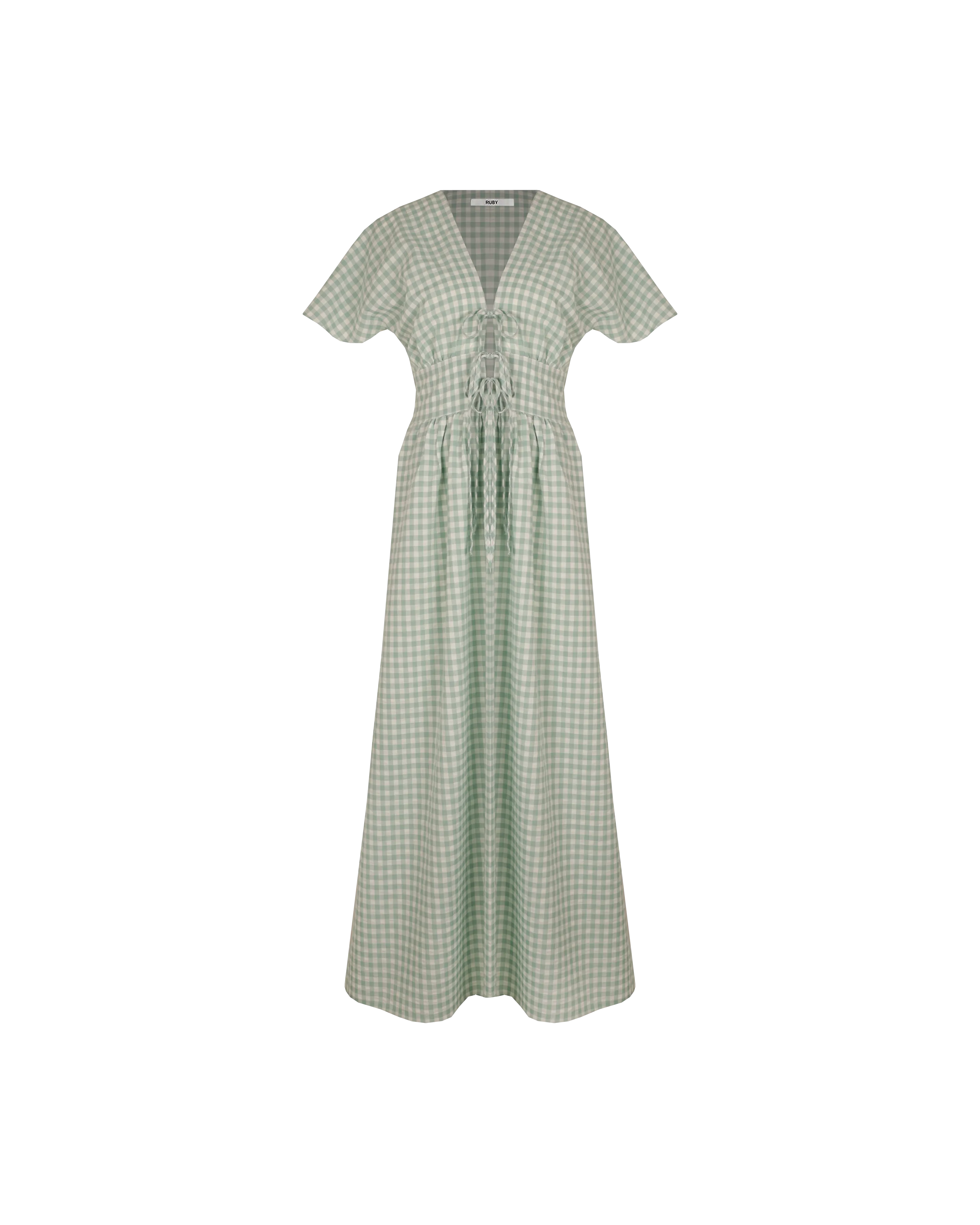 BENNY SHORT SLEEVE DRESS SAGE GINGHAM