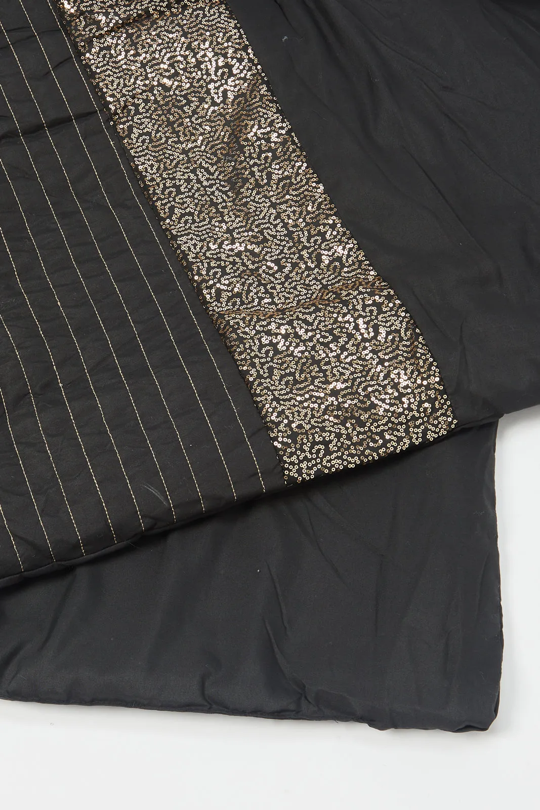 Black And Gold 4 Piece Sequins Comforter Set (Double Size)