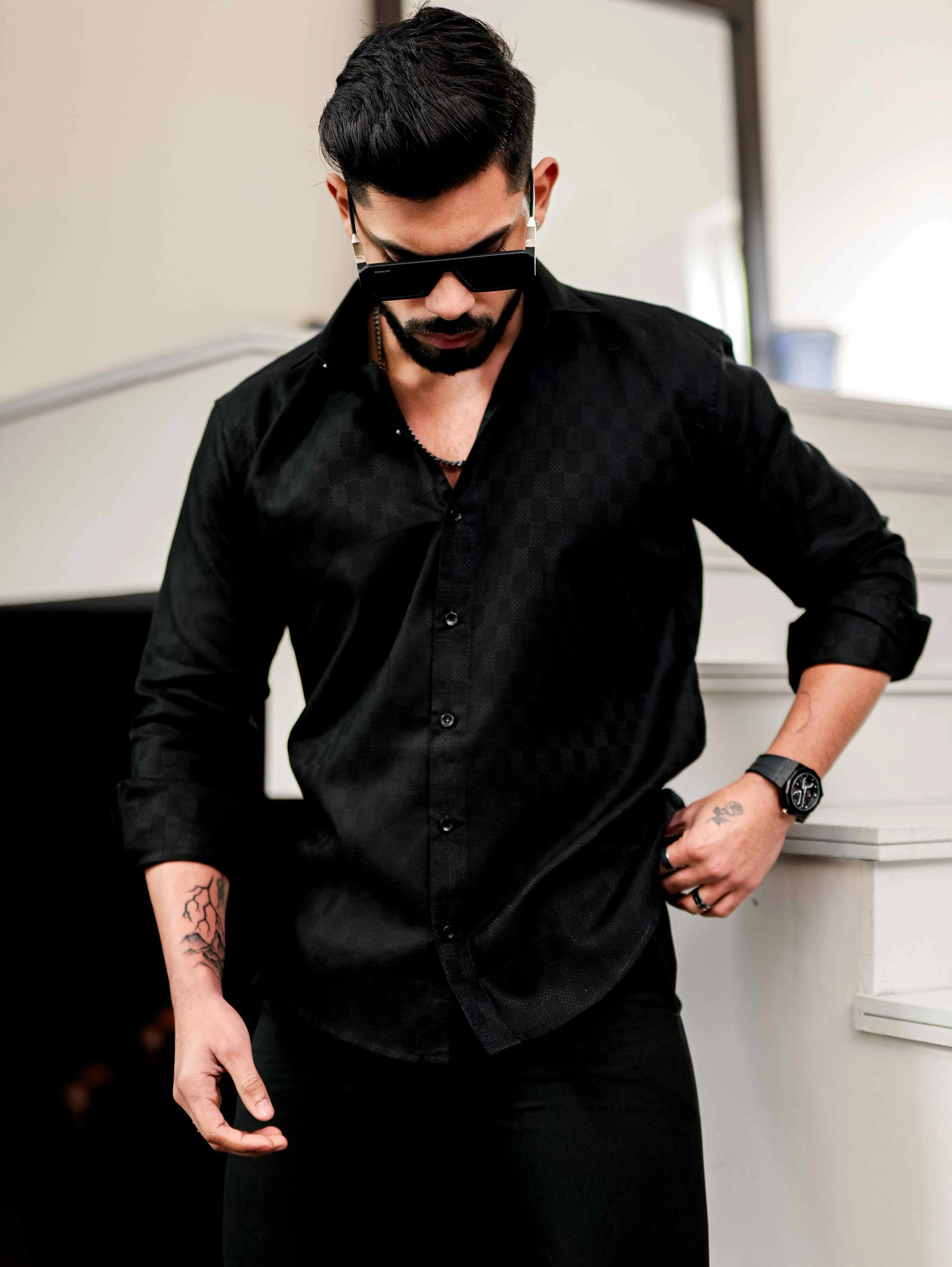 Black Texture Premium Cotton Shirt