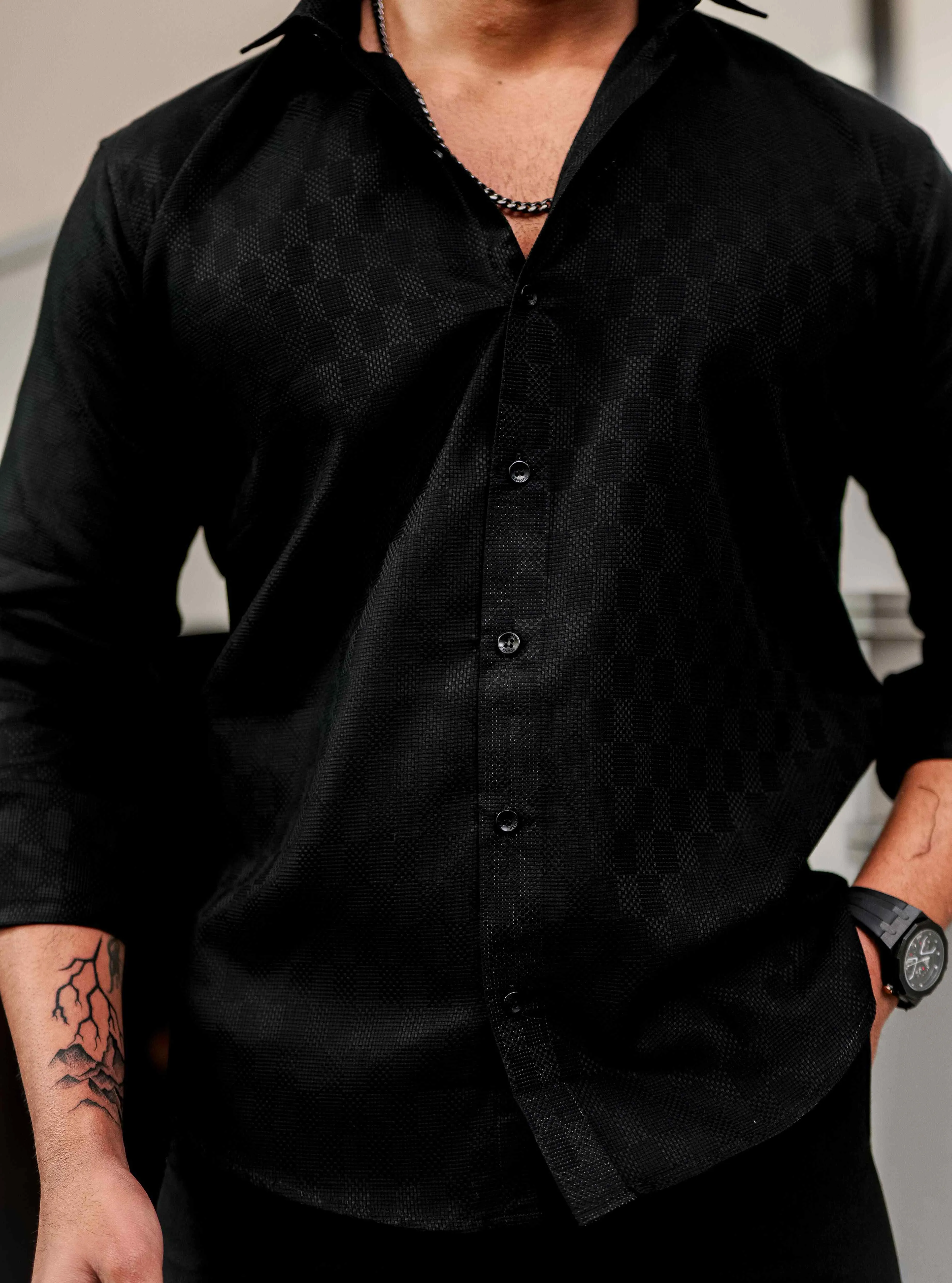 Black Texture Premium Cotton Shirt