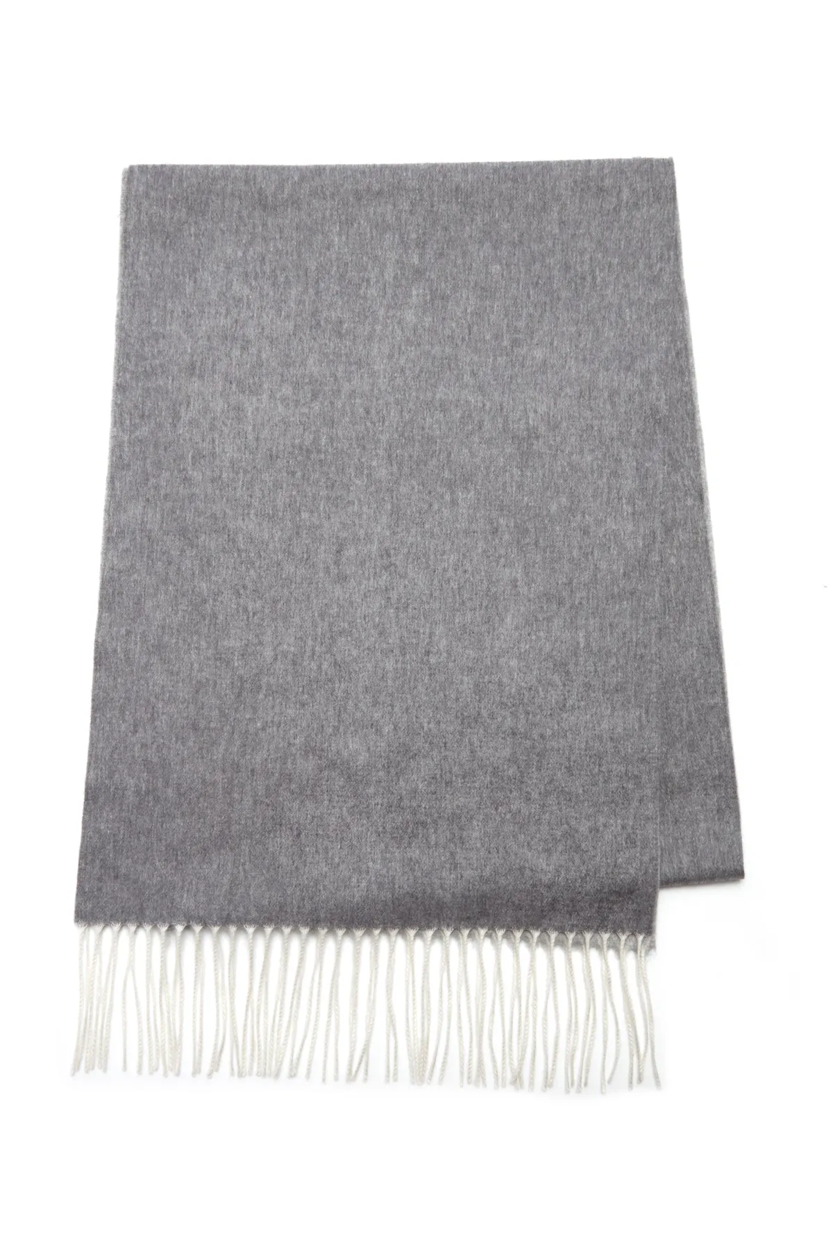 Blaine Fringe Scarf in Light Grey Melange Silk Cashmere