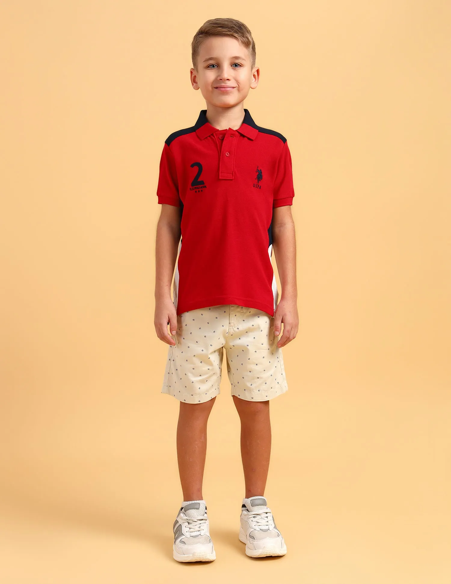 Boys Cotton Printed Polo Shirt