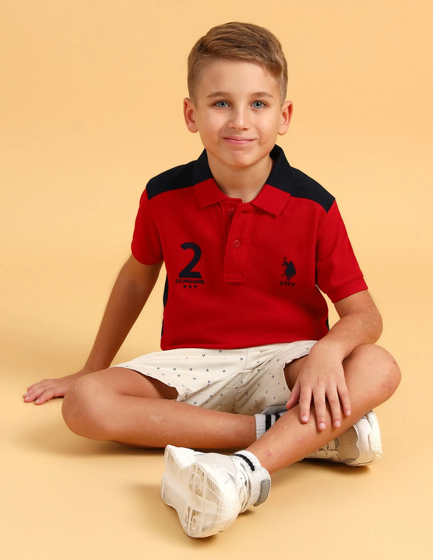 Boys Cotton Printed Polo Shirt