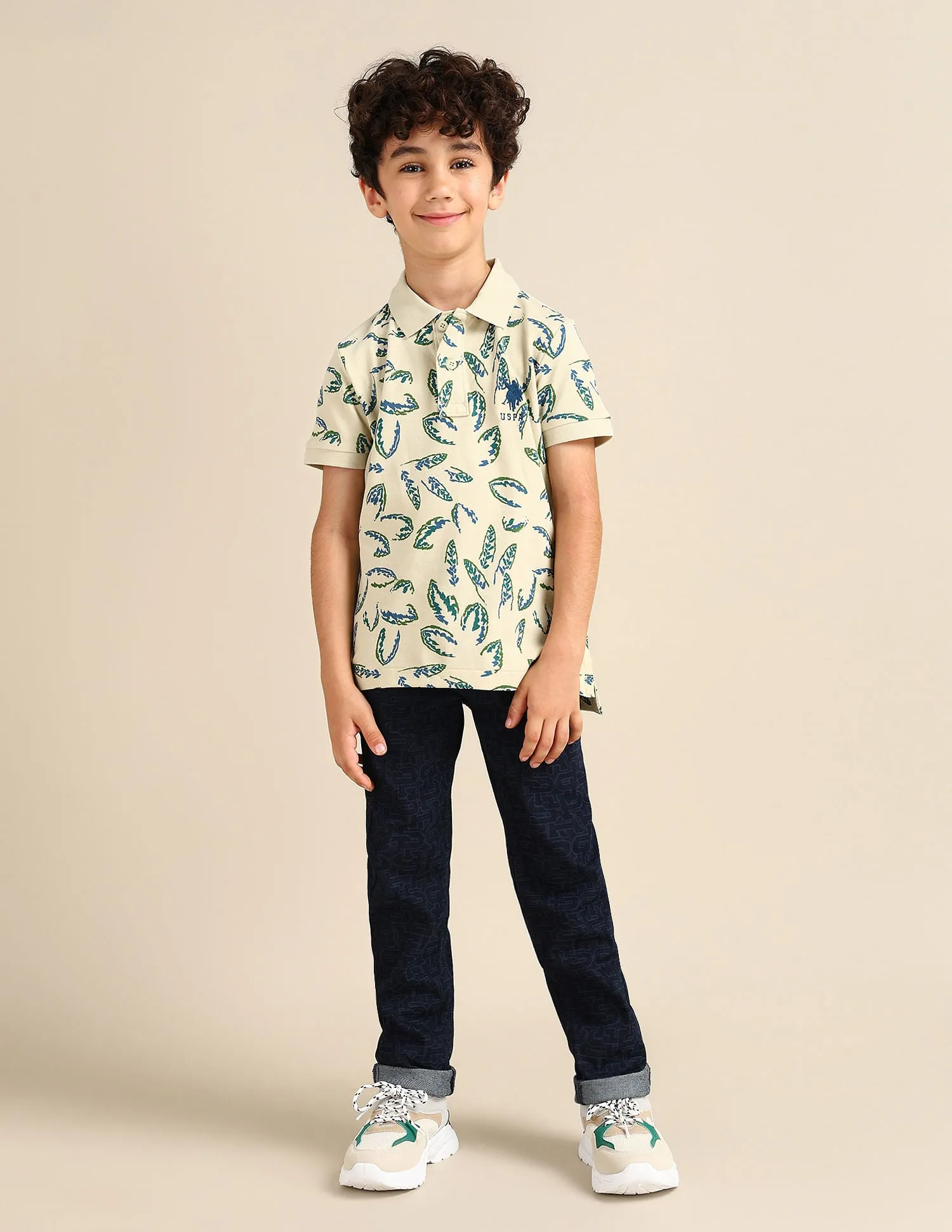 Boys Printed Cotton Polo Shirt