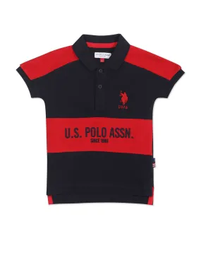 Boys Ribbed Collar Branding Polo Shirt