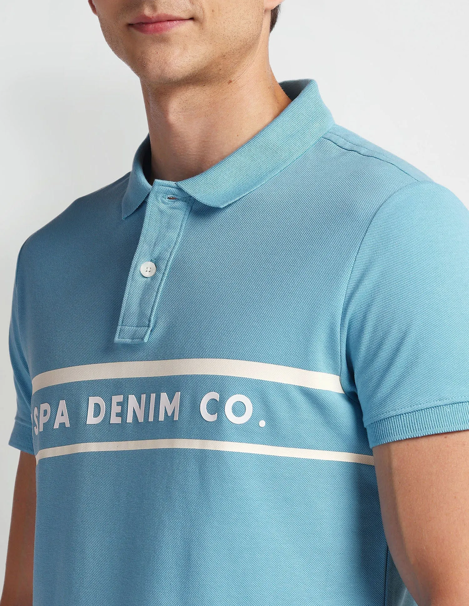 Brand Print Pique Polo Shirt