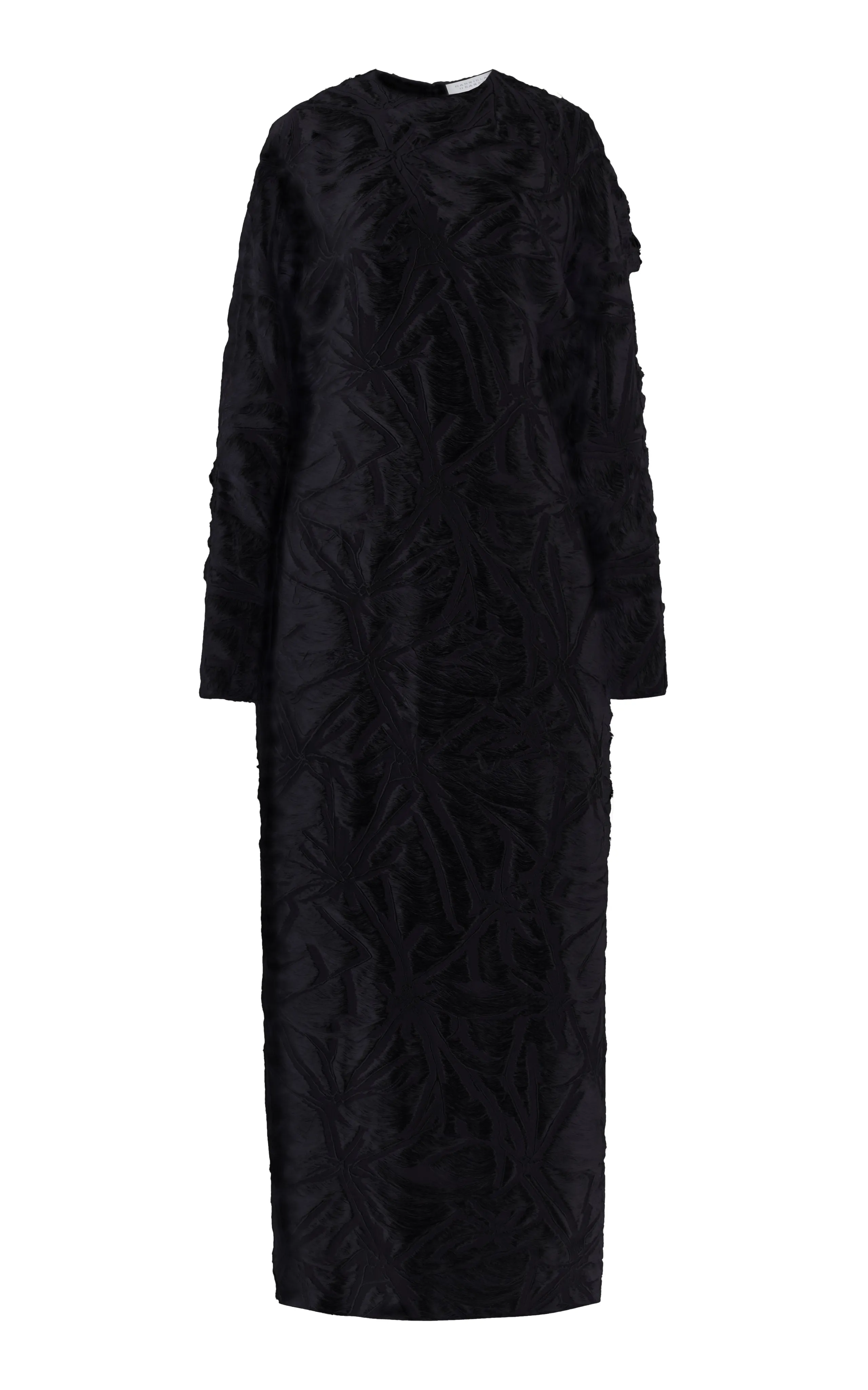 Brighting Maxi Dress in Black Silk Virgin Wool Jacquard