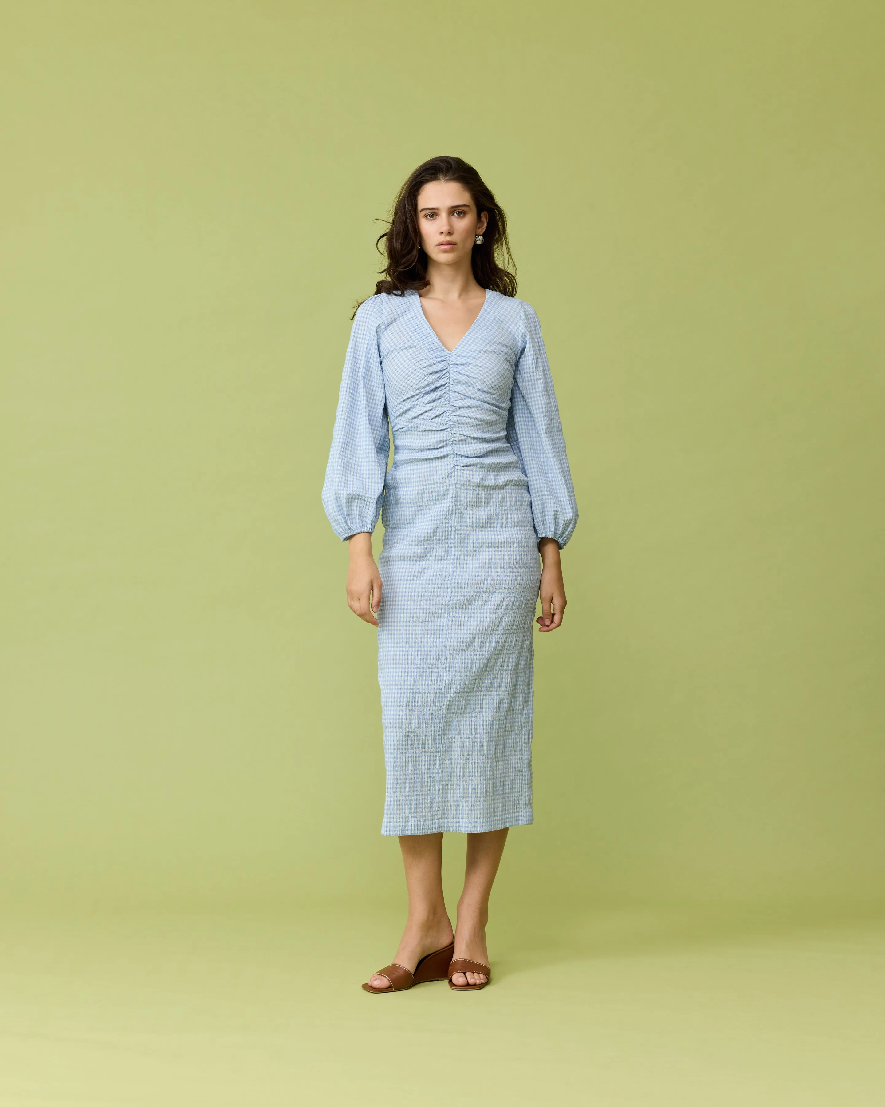 CANARY MIDI DRESS BLUE GINGHAM