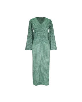 CANARY MIDI DRESS GREEN AQUA CHECK