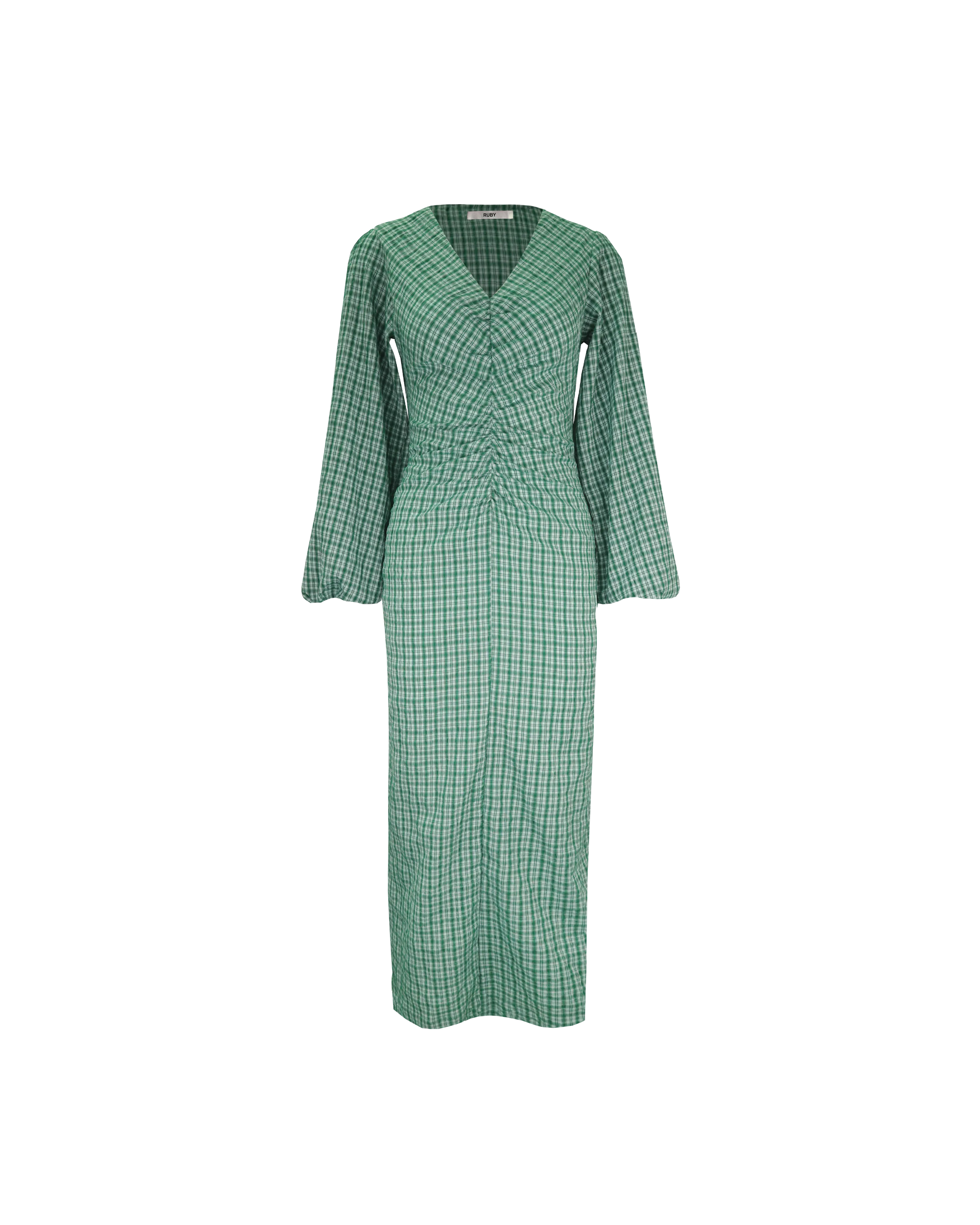 CANARY MIDI DRESS GREEN AQUA CHECK