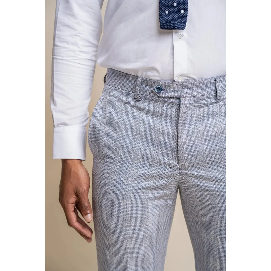 Caridi - Men's Light Blue Wedding Trousers