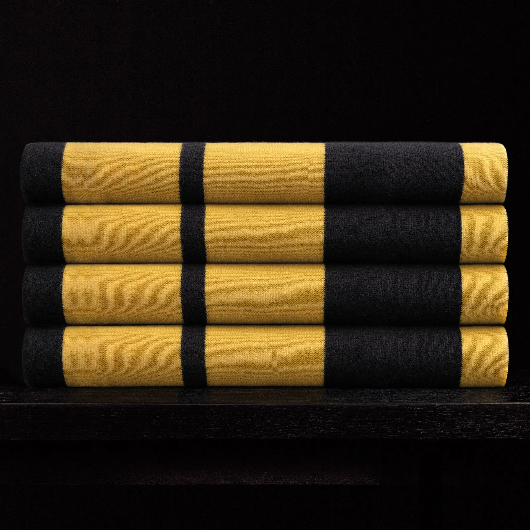 Cashmere Stripe Knit Blanket - Black/Crocus