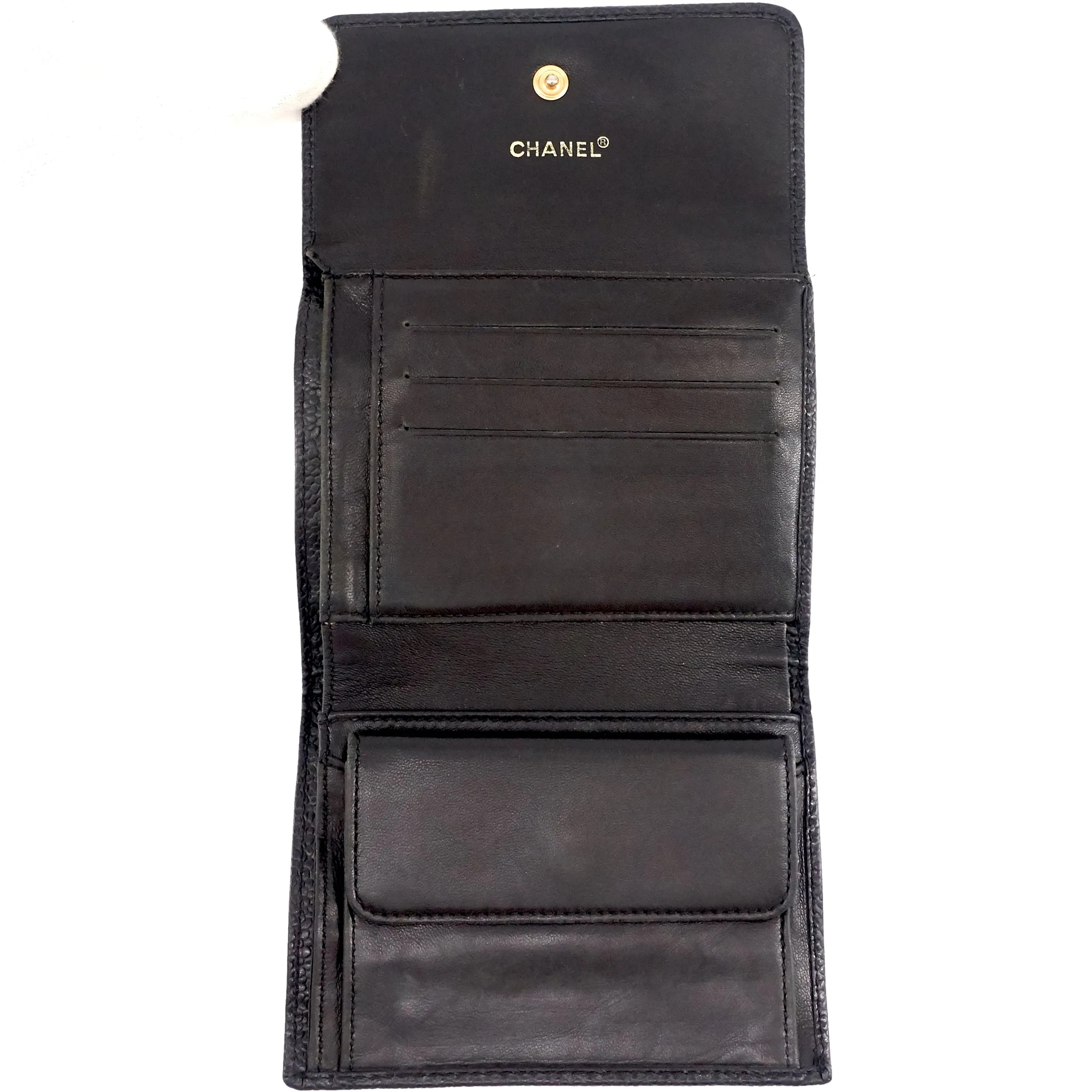 CC Timeless Trifold Caviar Leather Wallet