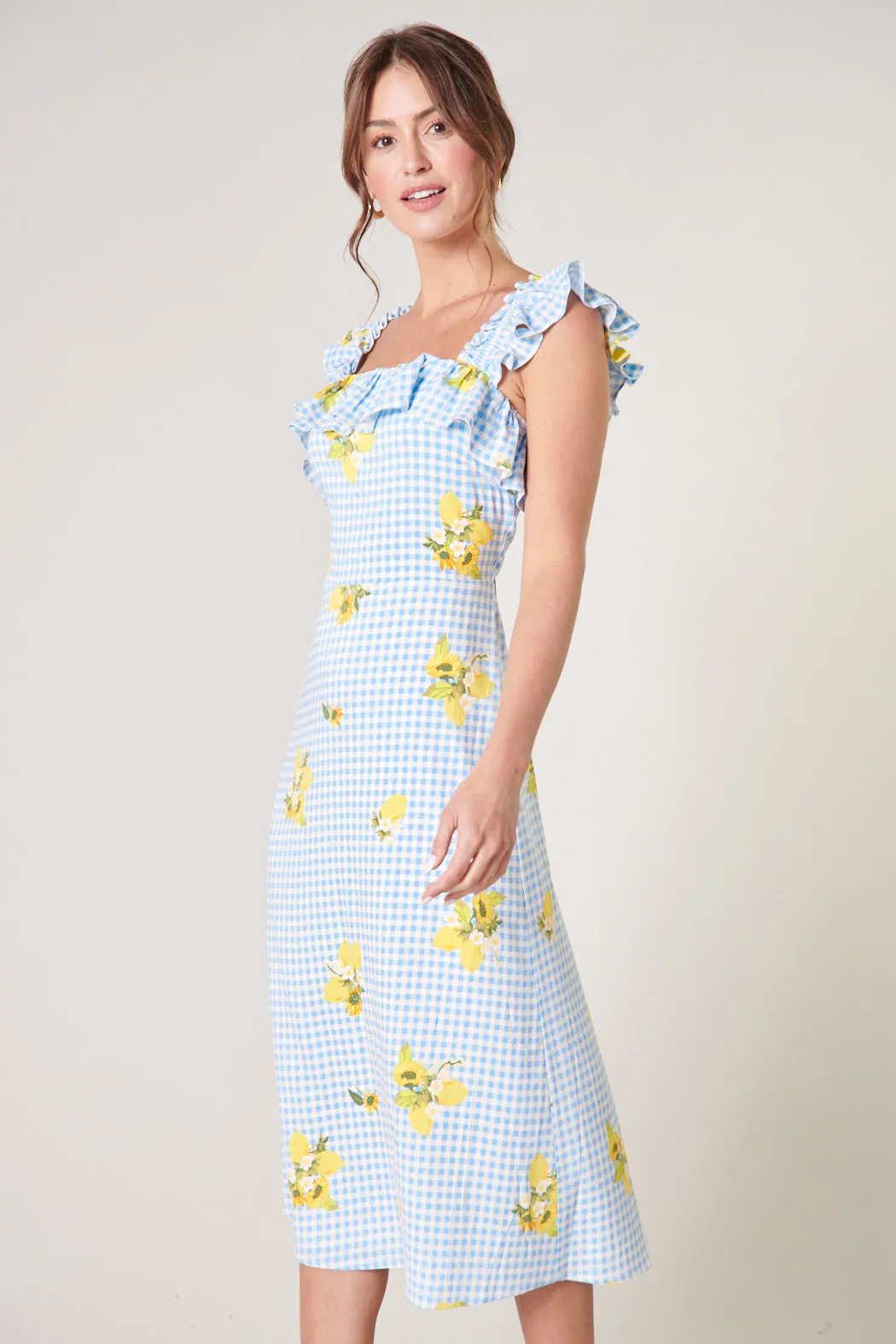 Citrus Picnic Gingham Milo Midi Dress