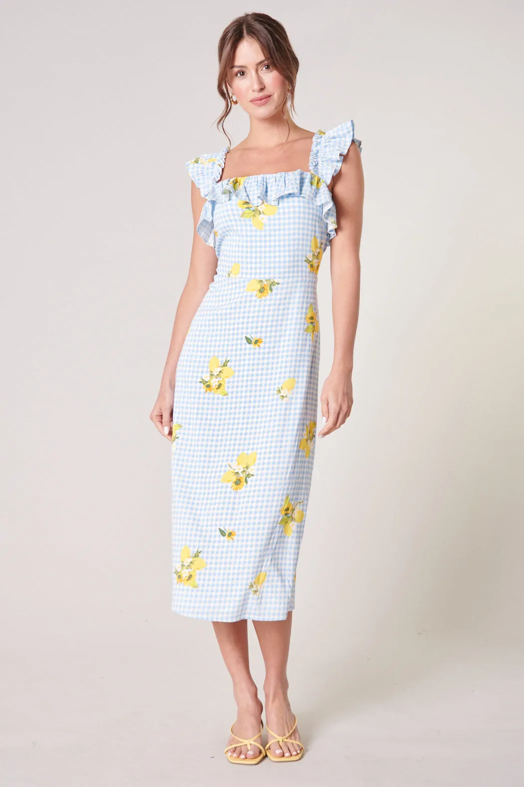 Citrus Picnic Gingham Milo Midi Dress