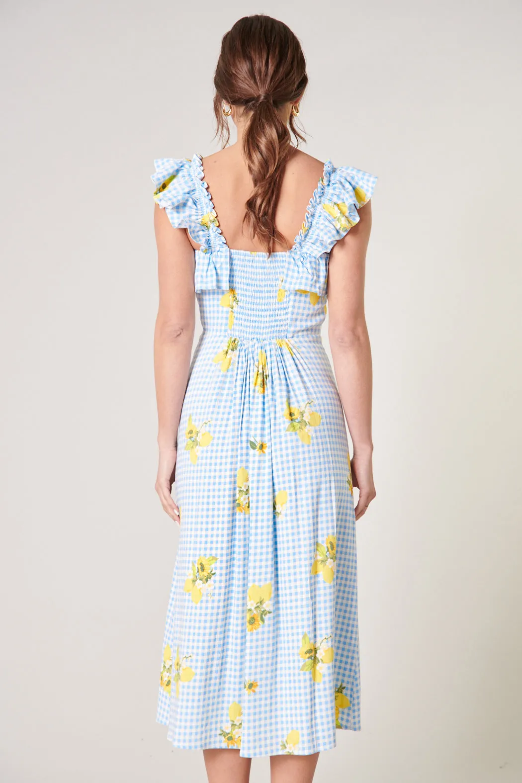 Citrus Picnic Gingham Milo Midi Dress