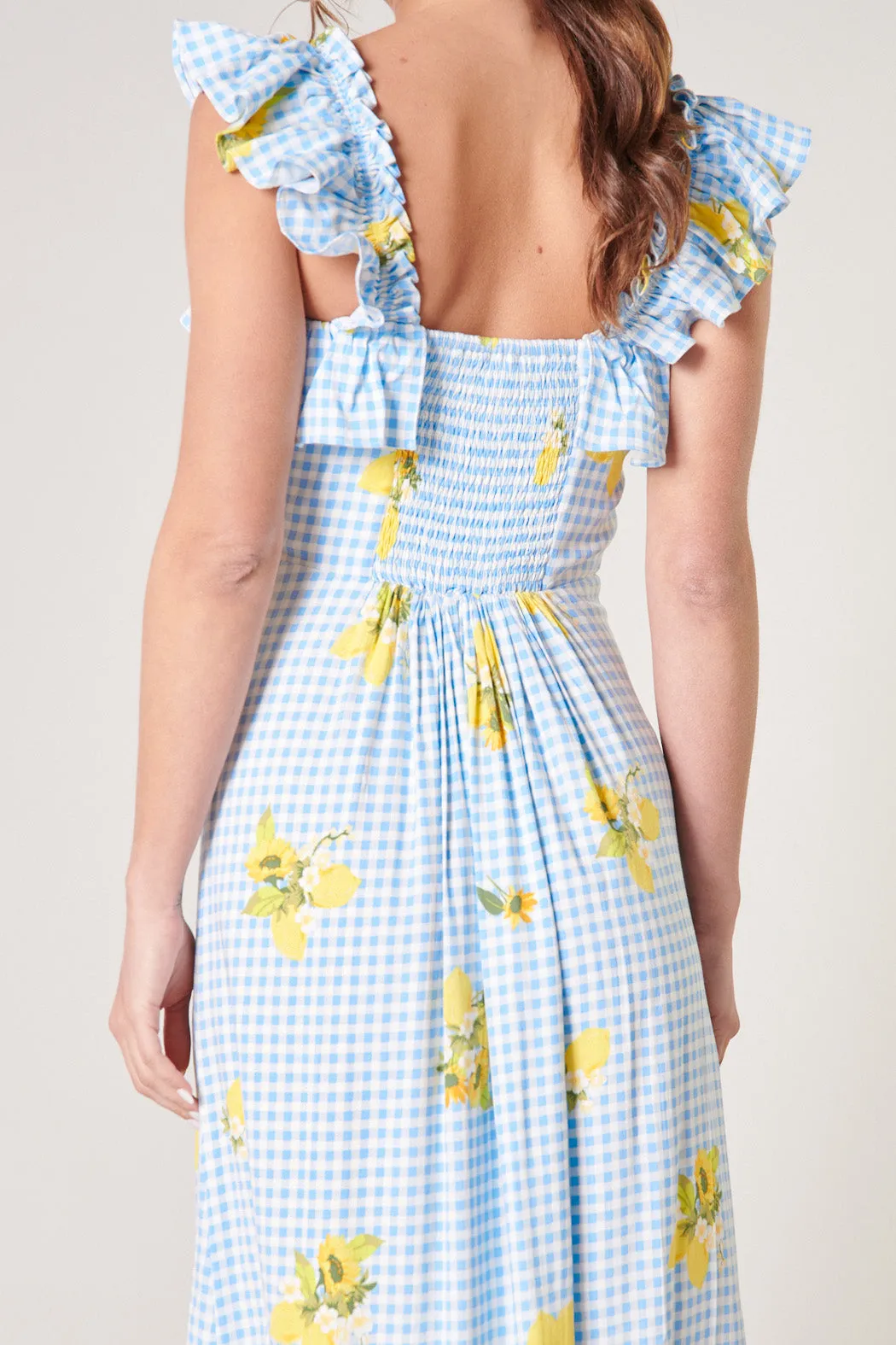 Citrus Picnic Gingham Milo Midi Dress