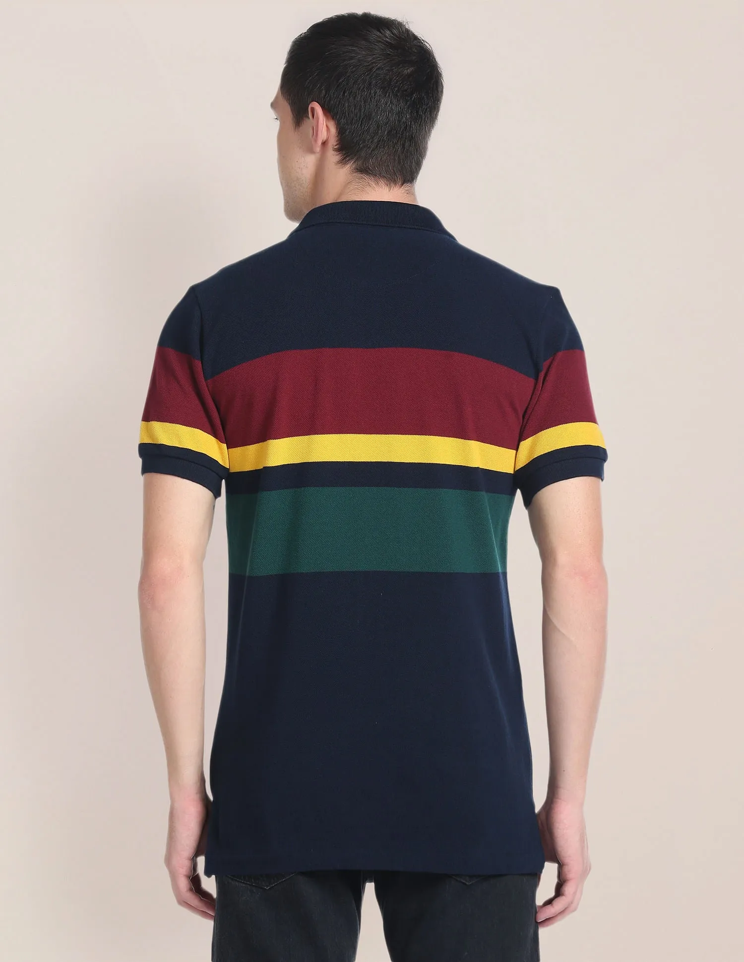 Colour Block Cotton Polo Shirt