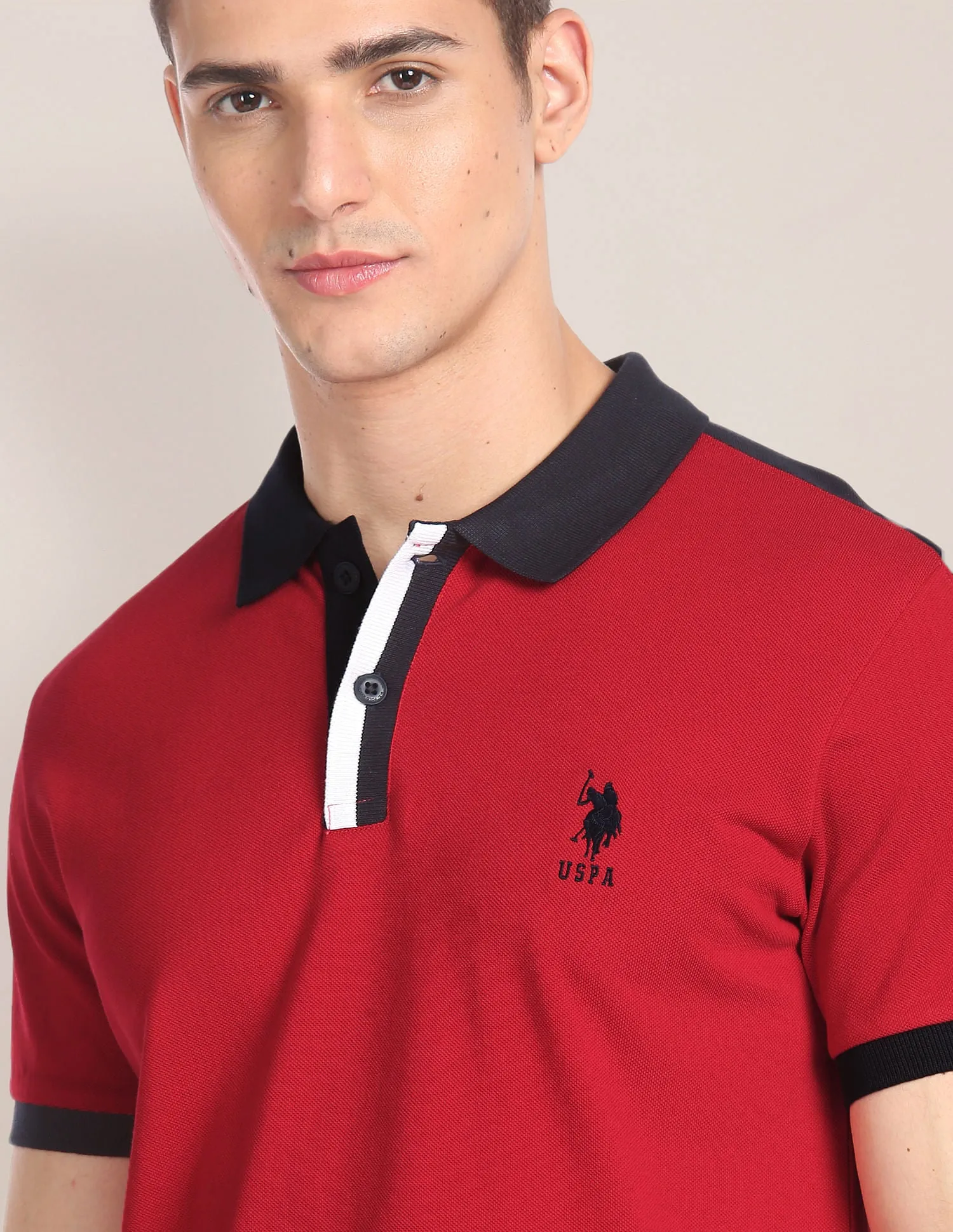 Contrast Placket Cotton Polo Shirt