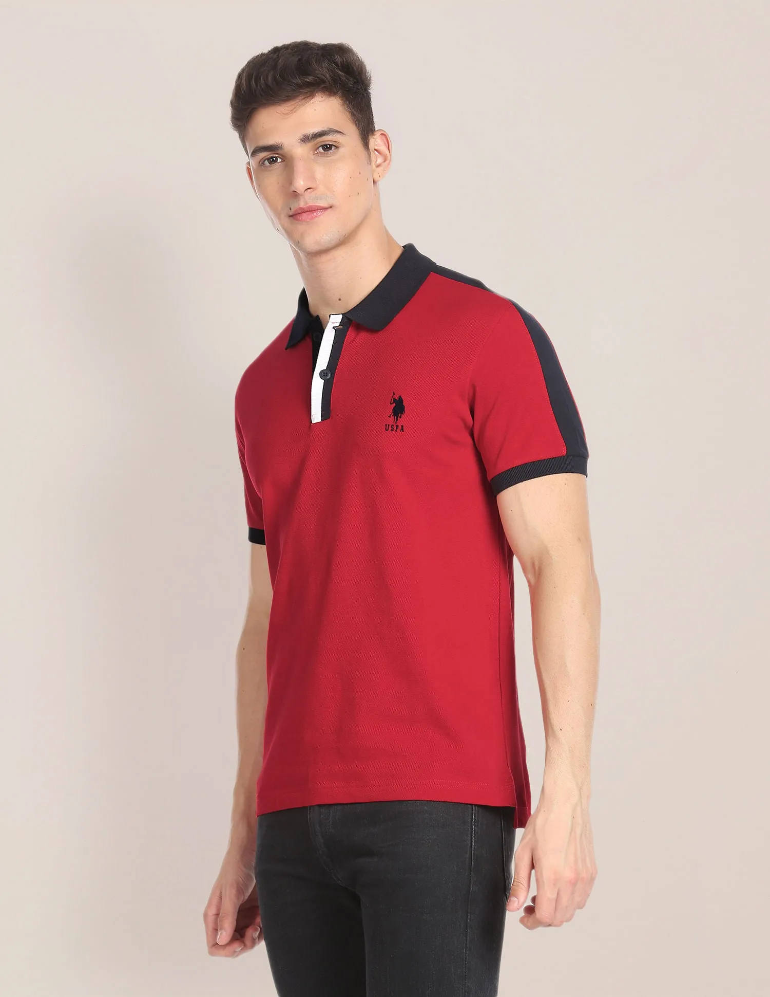 Contrast Placket Cotton Polo Shirt