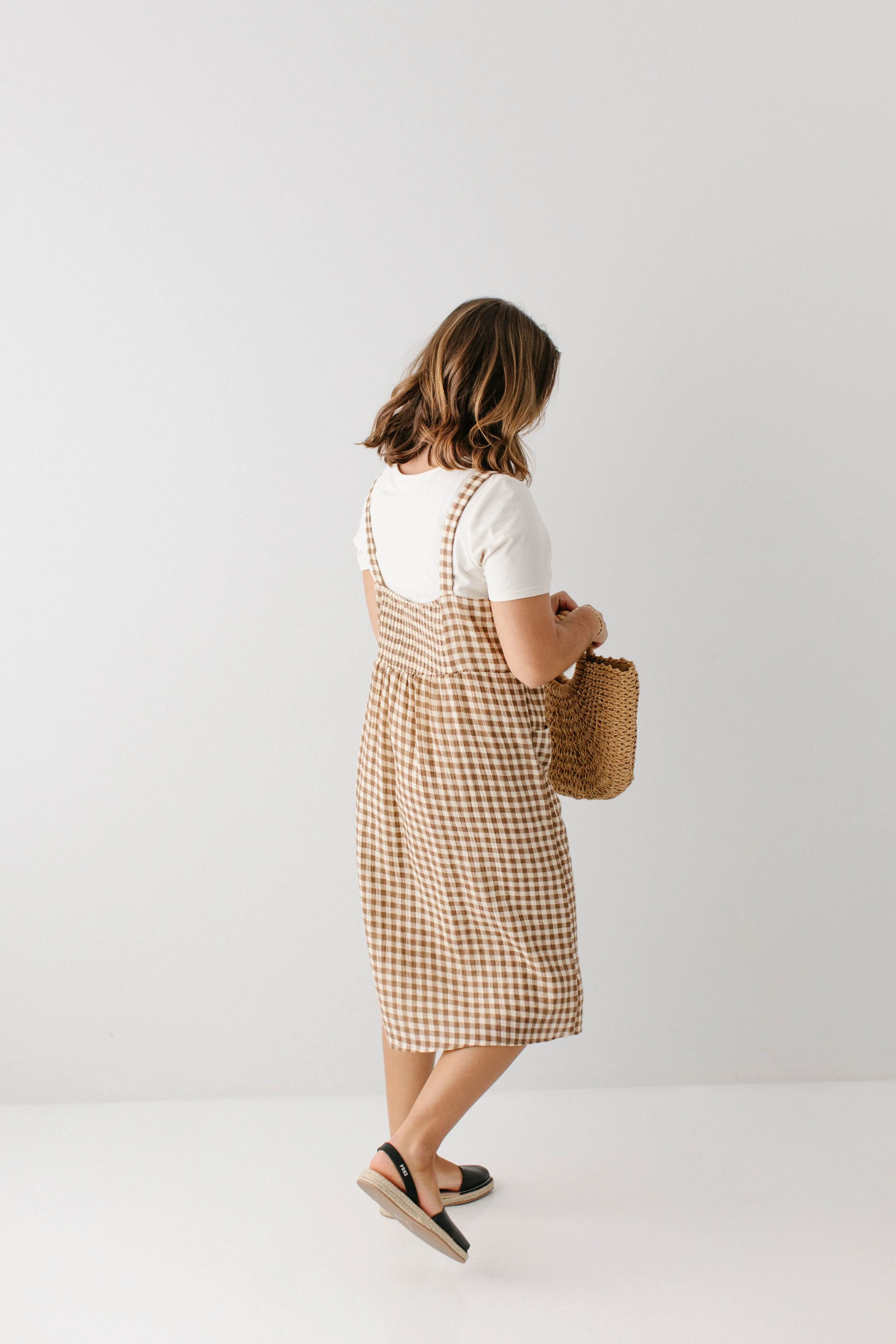 'Cora' Cotton Gingham Pinafore Dress