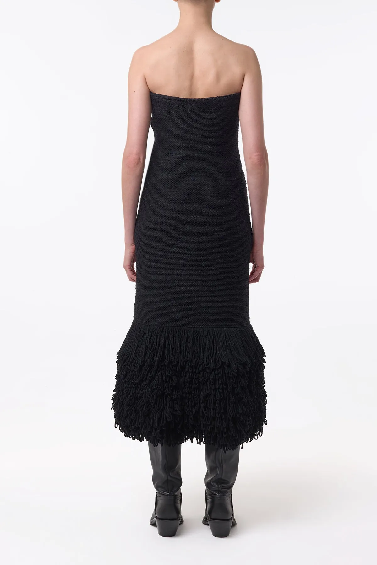 Corus Knit Maxi Dress in Black Cashmere Silk