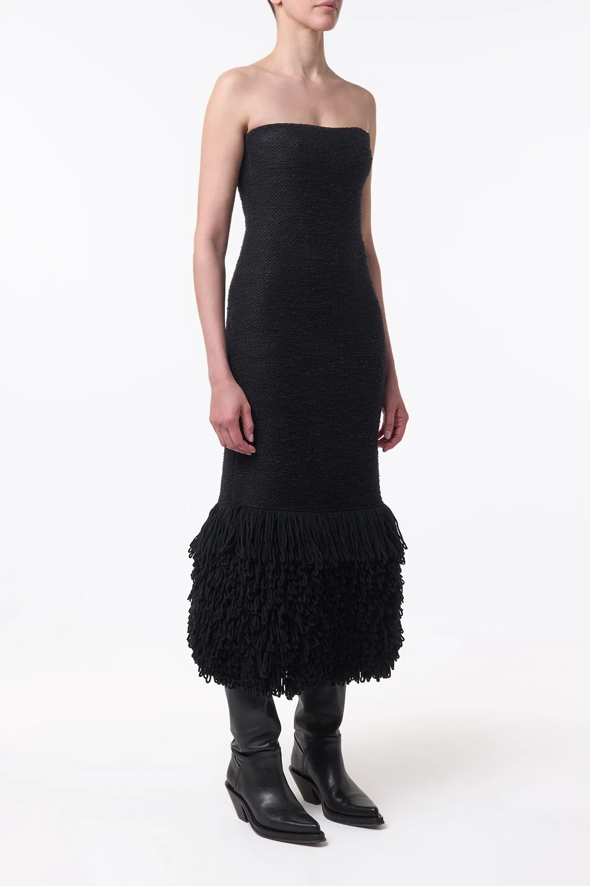 Corus Knit Maxi Dress in Black Cashmere Silk