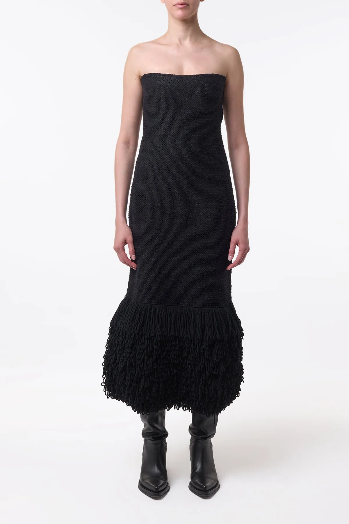 Corus Knit Maxi Dress in Black Cashmere Silk