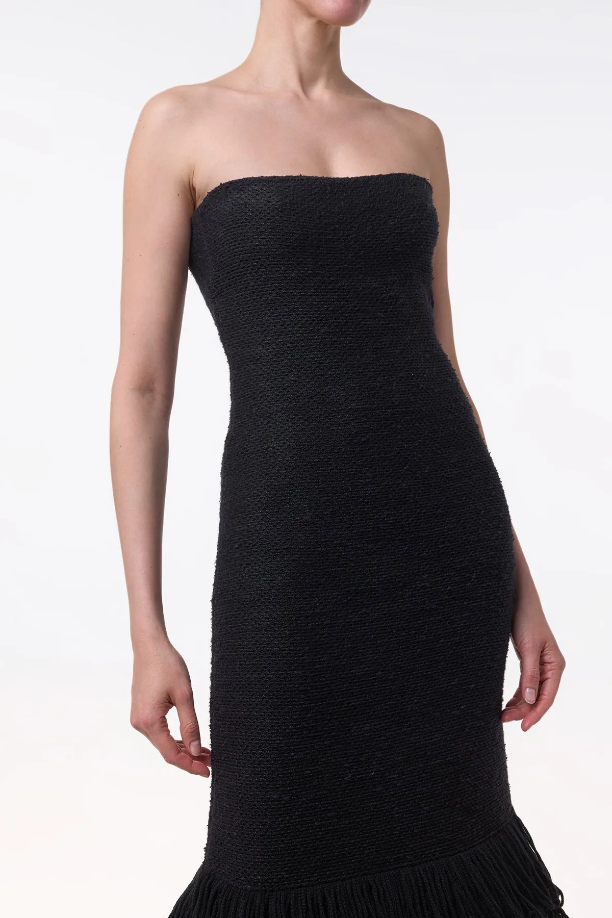 Corus Knit Maxi Dress in Black Cashmere Silk