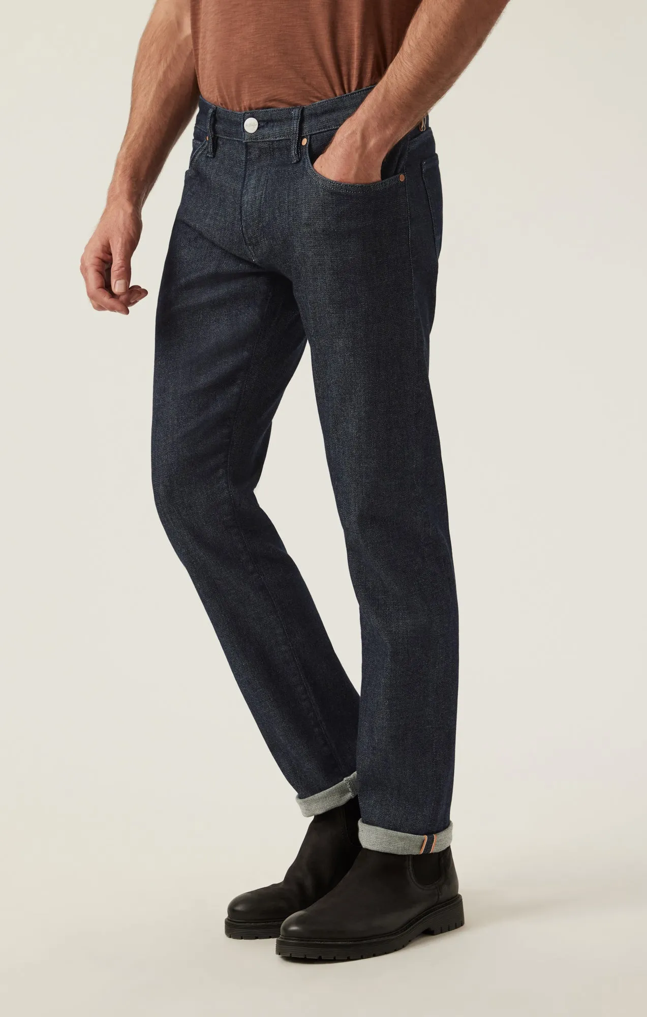 Courage Straight Leg Pants in Dark Blue Selvedge