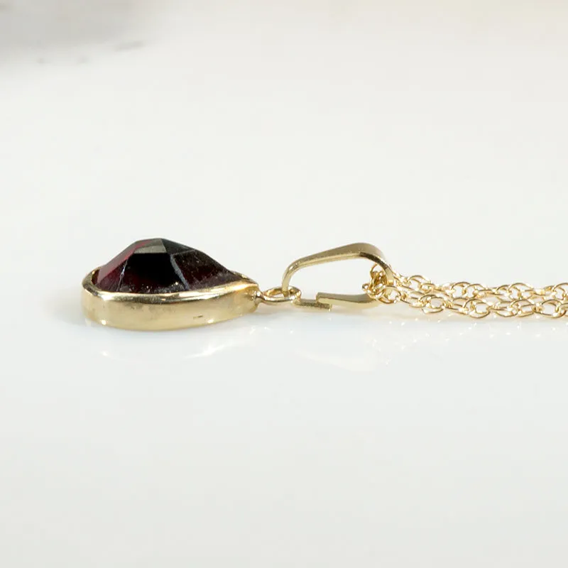 Decadent Antique Rose Cut Garnet in Gold Bezel Pendant