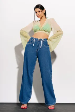 Denim Low Waist Drawstring Pants