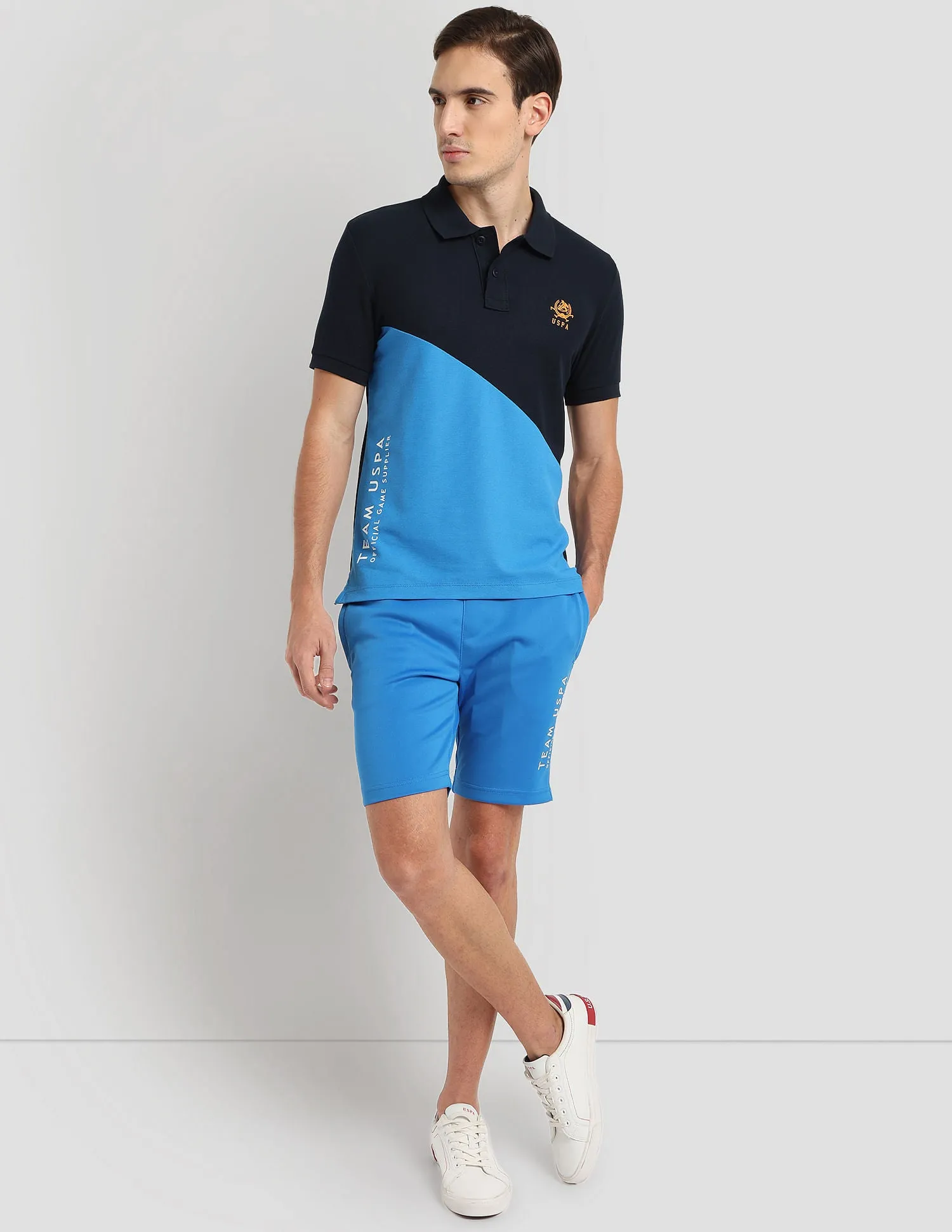 Diagonal Colour Block Active Polo Shirt