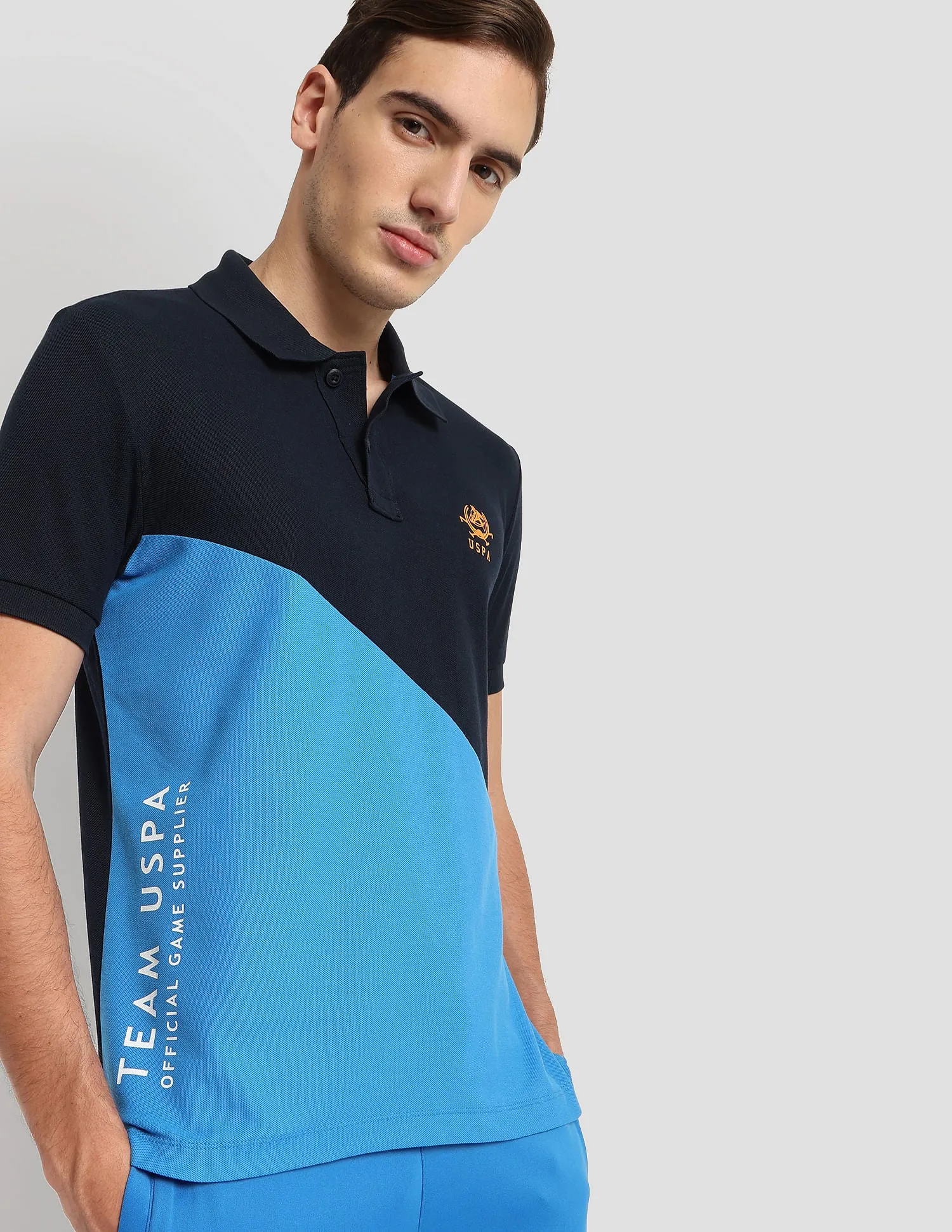 Diagonal Colour Block Active Polo Shirt