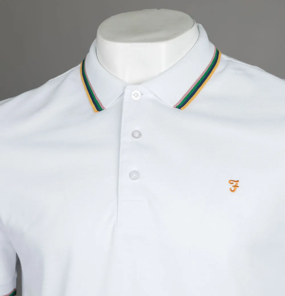 Farah Alvin Tipped Collar Polo Shirt White