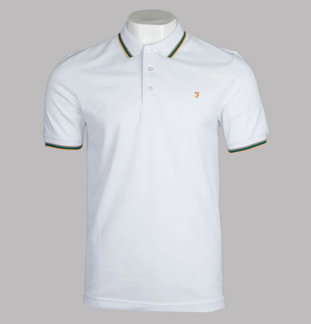 Farah Alvin Tipped Collar Polo Shirt White